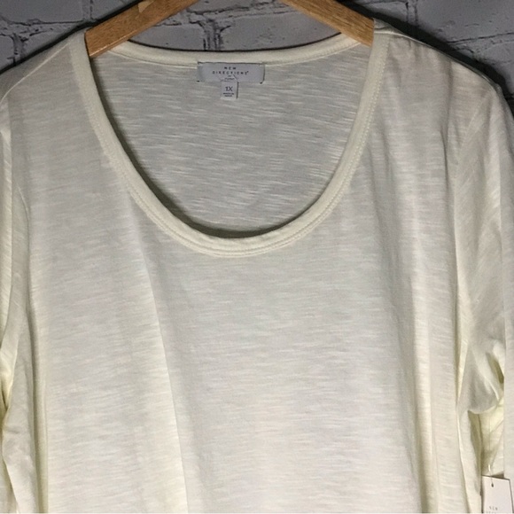New Directions Curvy Tee Shirt 1X Cream Off White NEW - Picture 2 of 8